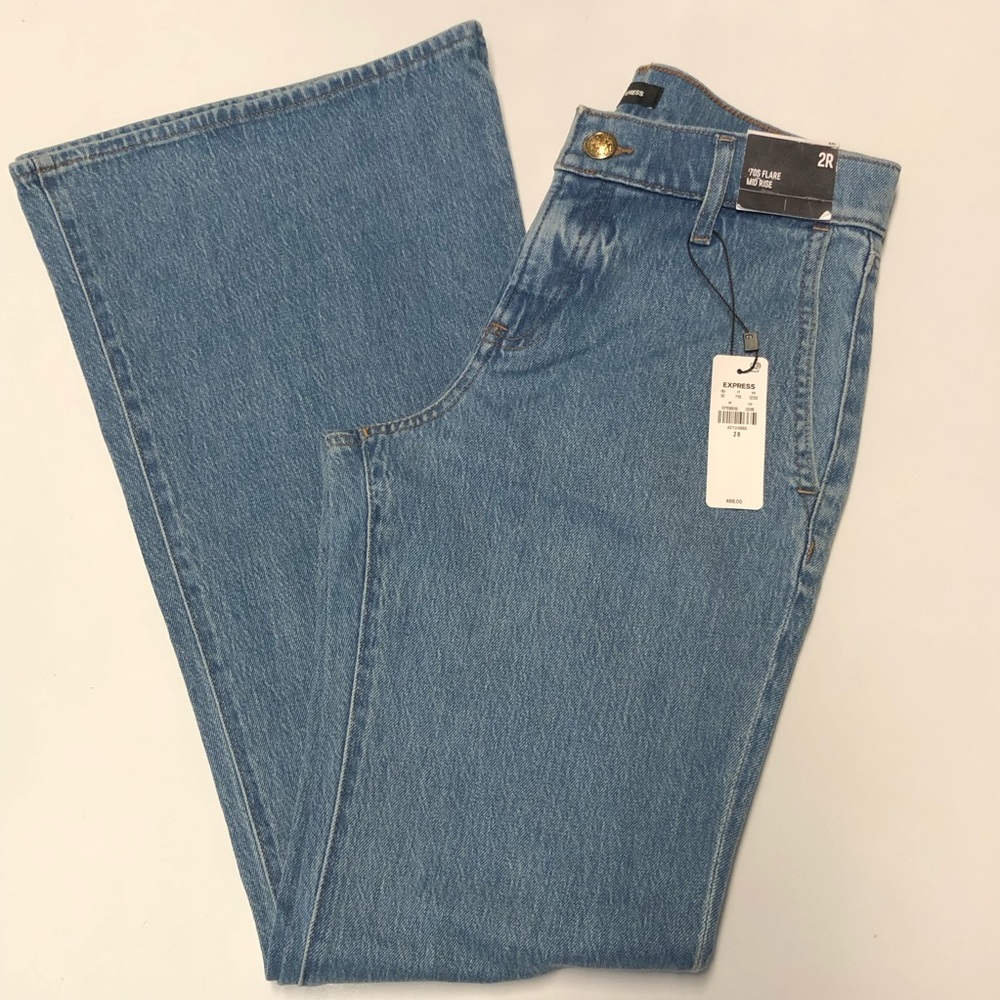 Express ‘70S flare mid rise jeans size 2R